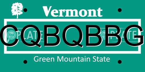 CQBQBBG Vermont License Plate