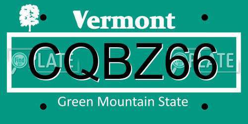 CQBZ66 Vermont License Plate
