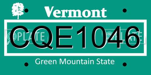 CQE1046 Vermont License Plate