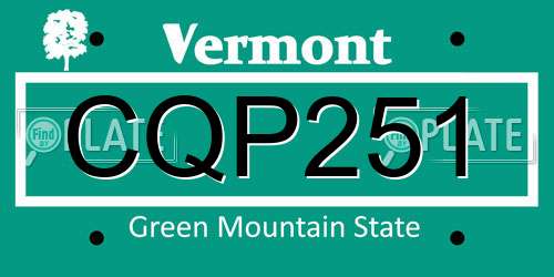 CQP251 Vermont License Plate