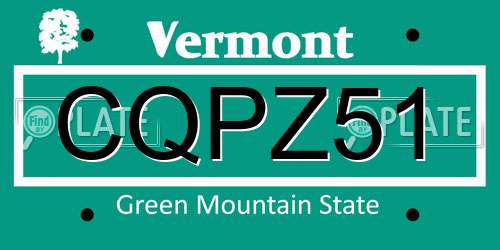 CQPZ51 Vermont License Plate