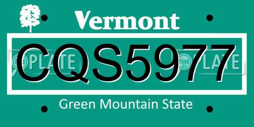 CQS5977 Vermont License Plate