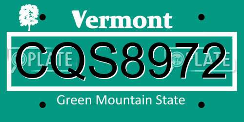 CQS8972 Vermont License Plate