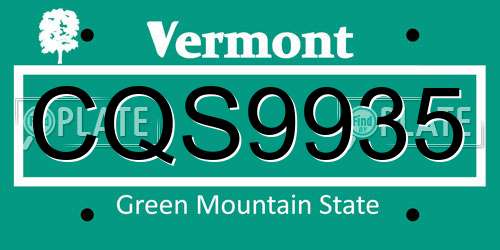CQS9935 Vermont License Plate