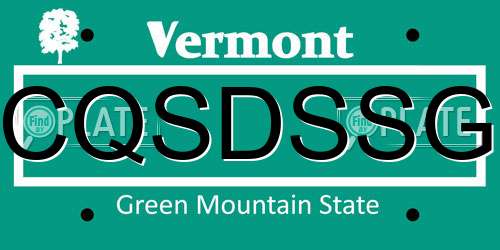 CQSDSSG Vermont License Plate