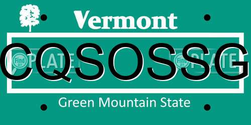 CQSOSSG Vermont License Plate