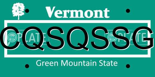 CQSQSSG Vermont License Plate
