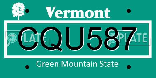 CQU587 Vermont License Plate