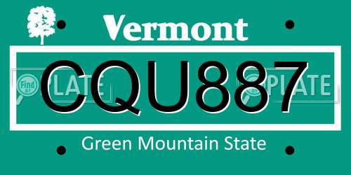 CQU887 Vermont License Plate