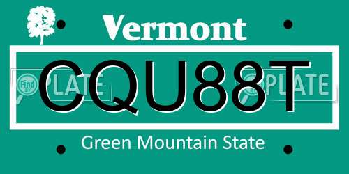 CQU88T Vermont License Plate