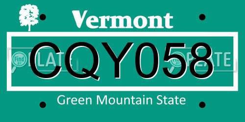 CQY058 Vermont License Plate