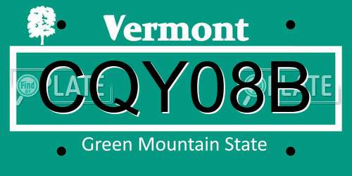 CQY08B Vermont License Plate