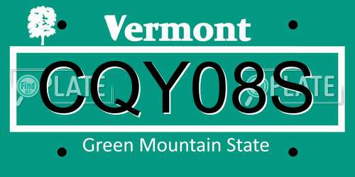 CQY08S Vermont License Plate