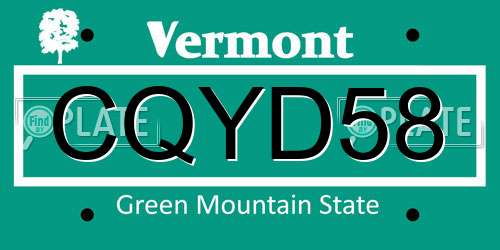 CQYD58 Vermont License Plate