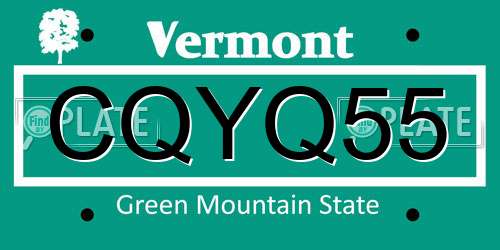 CQYQ55 Vermont License Plate