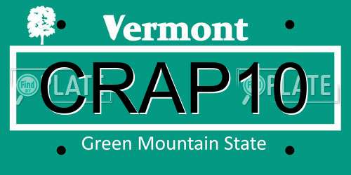CRAP10 Vermont License Plate