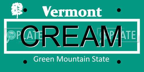 CREAM Vermont License Plate
