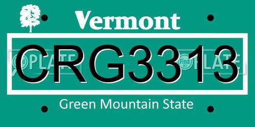 CRG3313 Vermont License Plate