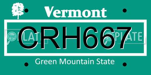 CRH667 Vermont License Plate