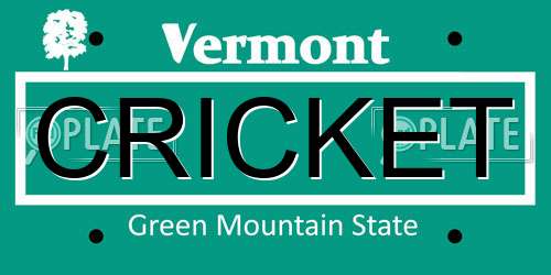 CRICKET Vermont License Plate