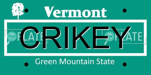 CRIKEY Vermont License Plate