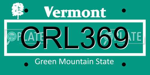 CRL369 Vermont License Plate