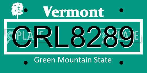CRL8289 Vermont License Plate