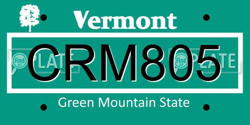 CRM805 Vermont License Plate