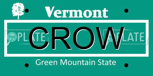 CROW Vermont License Plate