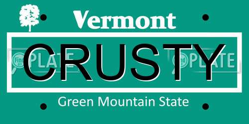 CRUSTY Vermont License Plate