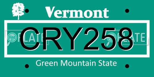 CRY258 Vermont License Plate