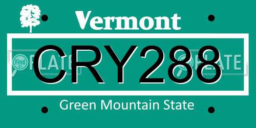 CRY288 Vermont License Plate