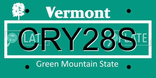 CRY28S Vermont License Plate