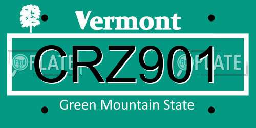 CRZ901 Vermont License Plate