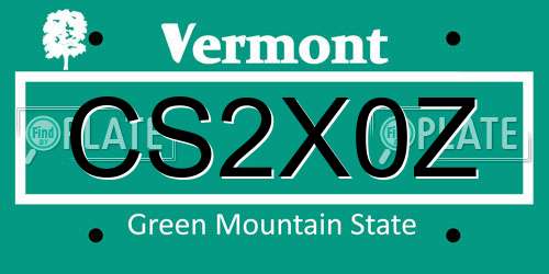 CS2X0Z Vermont License Plate
