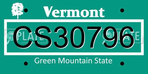 CS30796 Vermont License Plate