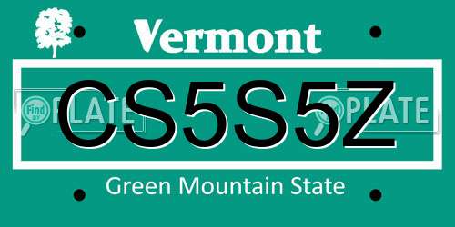 CS5S5Z Vermont License Plate