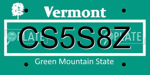 CS5S8Z Vermont License Plate