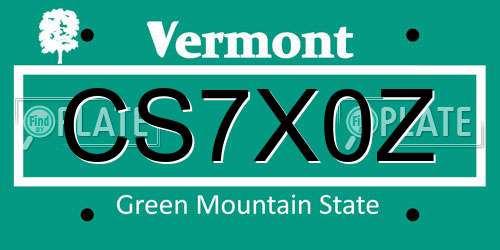 CS7X0Z Vermont License Plate
