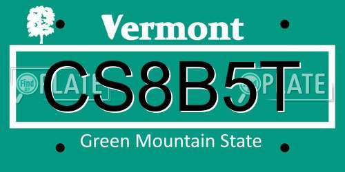 CS8B5T Vermont License Plate