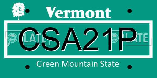 CSA21P Vermont License Plate