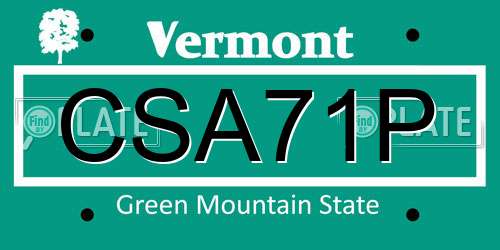 CSA71P Vermont License Plate