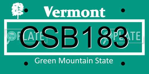 CSB183 Vermont License Plate
