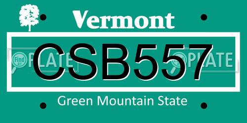 CSB557 Vermont License Plate