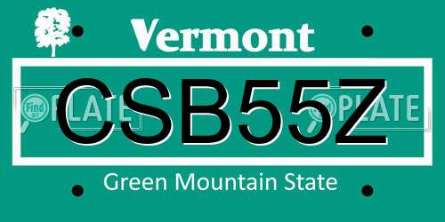 CSB55Z Vermont License Plate