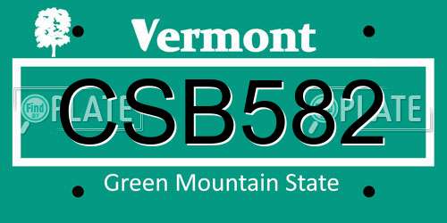 CSB582 Vermont License Plate