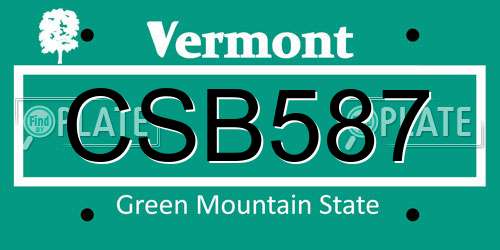 CSB587 Vermont License Plate