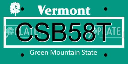 CSB58T Vermont License Plate