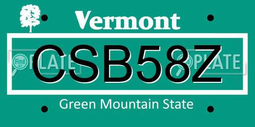 CSB58Z Vermont License Plate