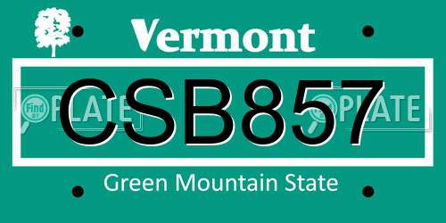 CSB857 Vermont License Plate